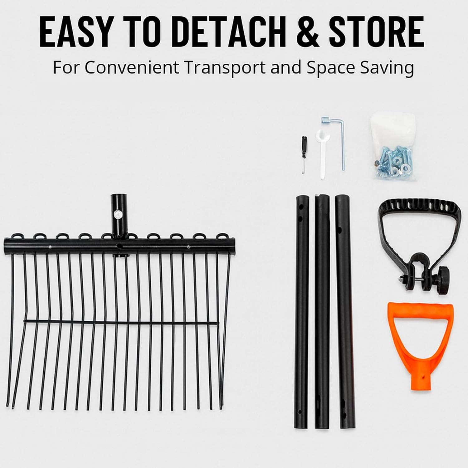 Metal Horse Manure Fork with Long Steel Handle, 2 Pcs Heavy-Duty Poop Shovel Horse – Manure Rake & Hay Fork & Pitch Fork for Horse Stall, Farm Work (1 Pack)