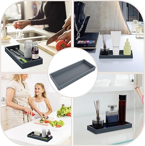 Miniatura 7 de Bandeja de silicona para encimera de baño, bandeja de tocador flexible inastillable, bandeja de fregadero de cocina para botellas de jabón, bandeja