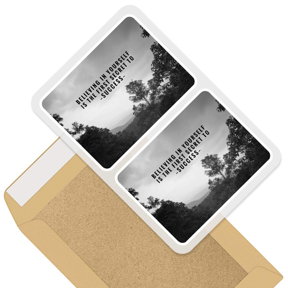Destination Vinyl Ltd Multi 2 X 10Cm Rectangle Vinyl Stickers - Believe In Yourself Success Quote 37885