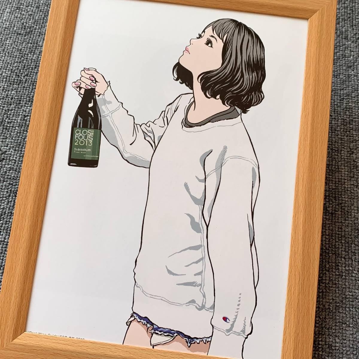 Amazon.co.jp: □江口寿史『ワインボトルと美女 K』B5サイズ 額入り