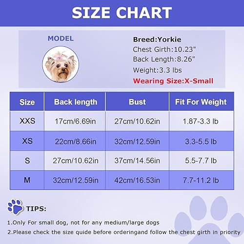 Miniatura 6 de Suéteres para perros pequeños - Ropa para perros hembras - Suéter de forro polar para perros - Ropa para cachorros para perros pequeños Niño - Ropa