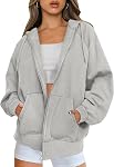 Jhsnjnr Femmes Zip Up Hoodies avec Poches Veste à capuche manches longues Sweatshirt casual surdimensionné