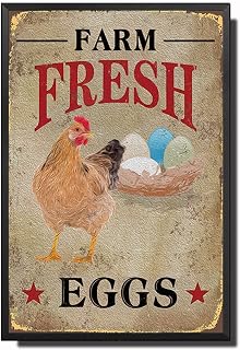 TSEZLOJH Signs Farm Fresh s Vintage Country Farm for Chicken Fan Lovers 8X12 inch-Metal Frame Tin Painting