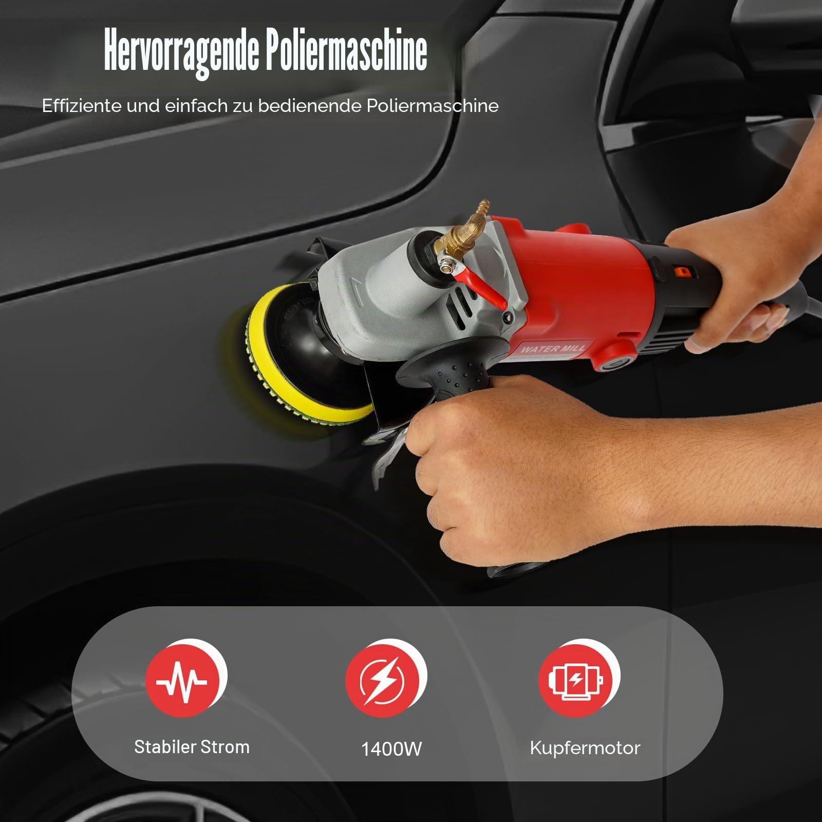 1400W Elektrisch Nassschleifmaschine Stein Nasspolierer Poliermaschine Nass Steinschleifer Winkelschleifer Boden Naßpolierer für Granit und Marmor
