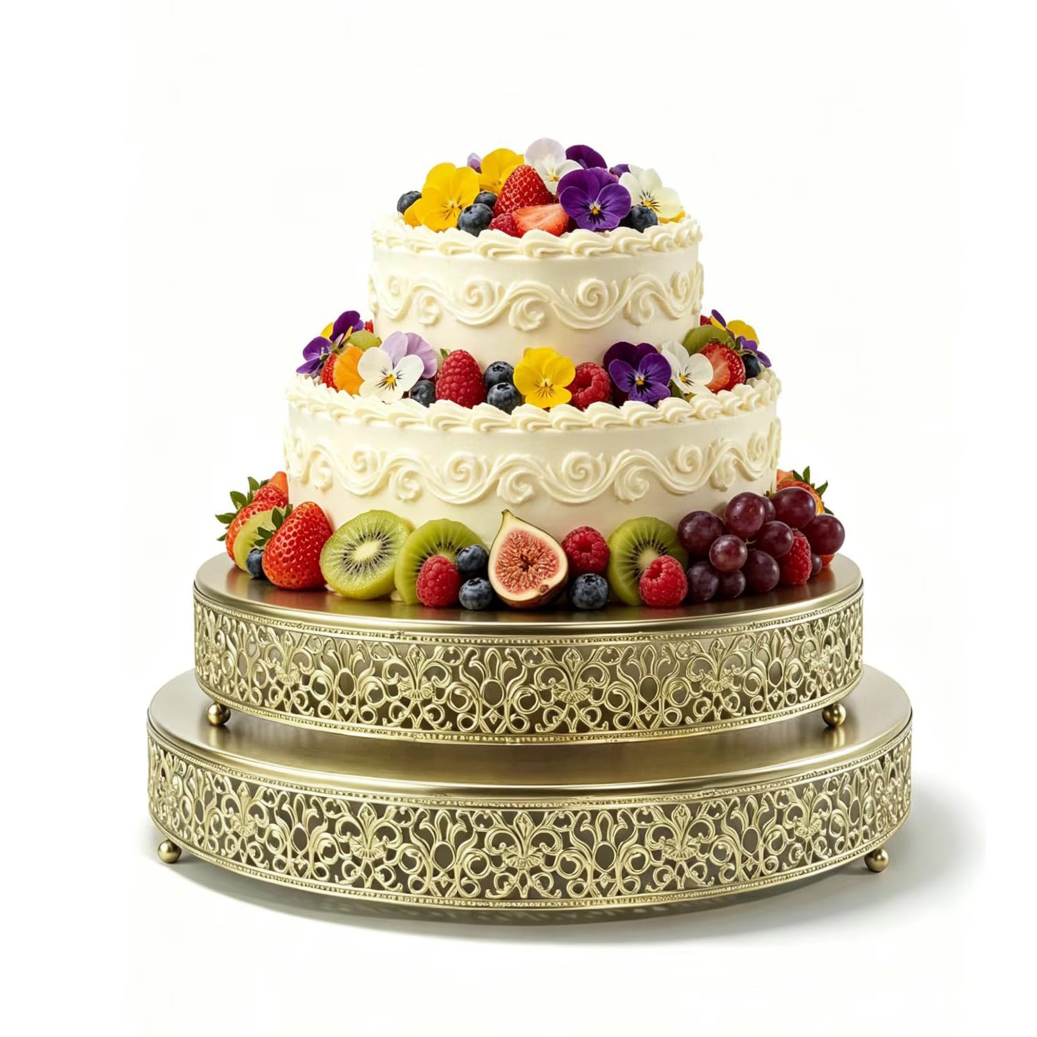 2 soportes de metal para tartas, 14 y 16 pulgadas, soporte redondo grande para cupcakes, postres, decoración para bodas, fiestas, cumpleaños, baby showers, aniversario, pedestal de pastel, plato de