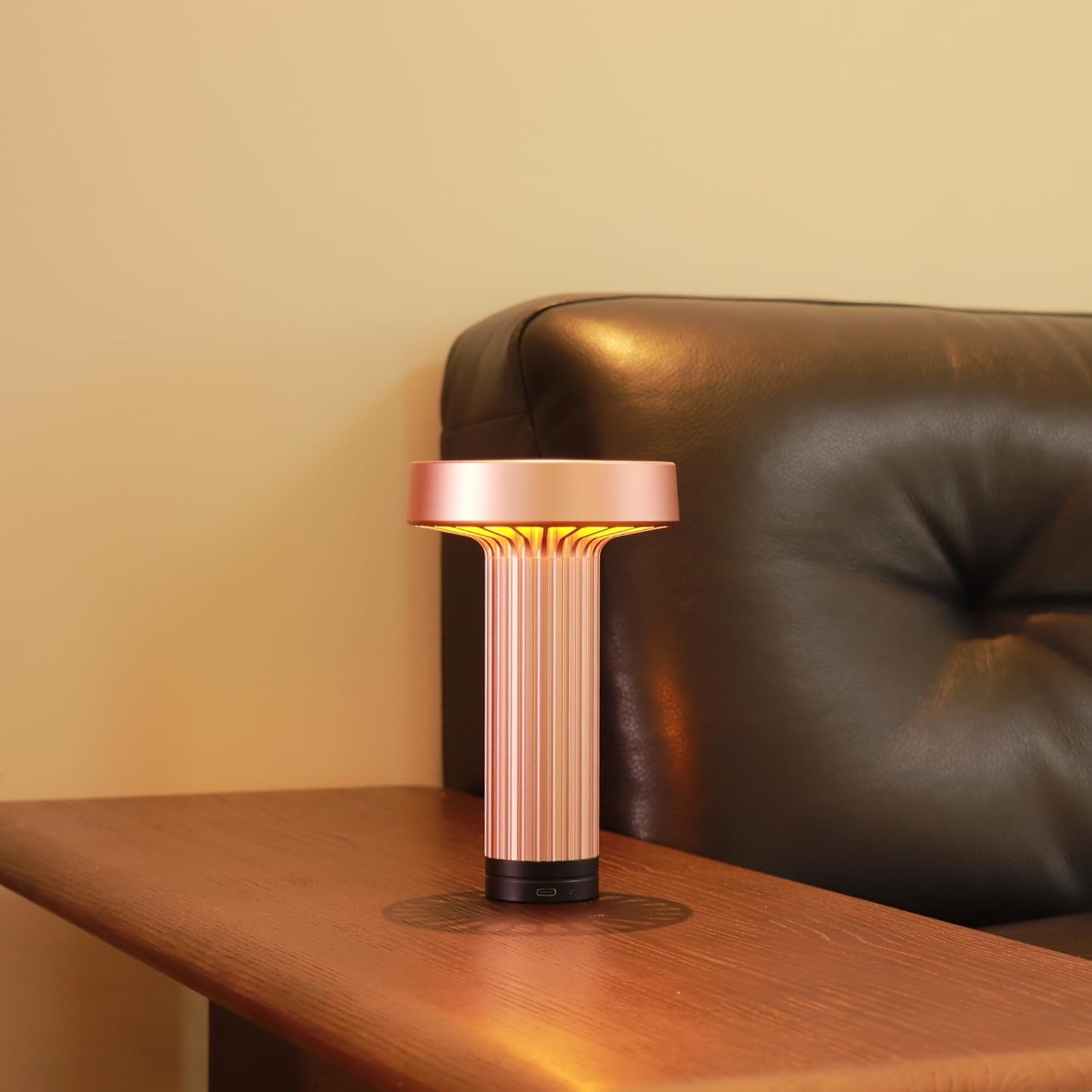 Cordless Table Lamp–Touch Sensor with Stepless Dimming, 5200mAh Rechargeable Battery & 100% Aluminum Body, Modern Minimalist Portable Night Light for Bedroom, Nightstand, Home Decor (Rose)