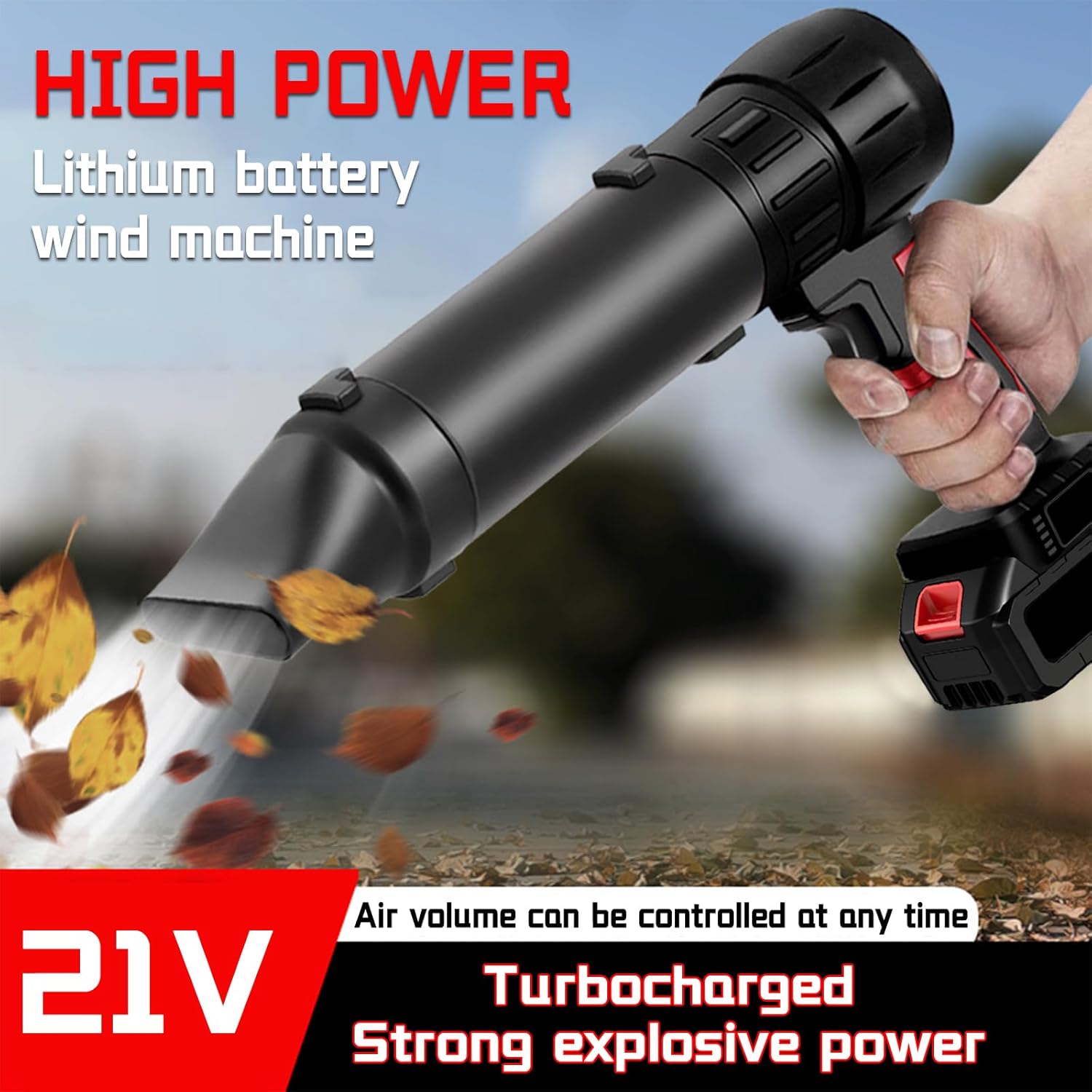 Mini Blower Cordless with 10 Battery, 21v 35000rpm Small Cordless Handheld Leaf Blower Turbo Jet Blower with Fast Battery, Charger, 3 Nozzle Accessories for Lawn Care, Garage, Patio, Car - Image 3