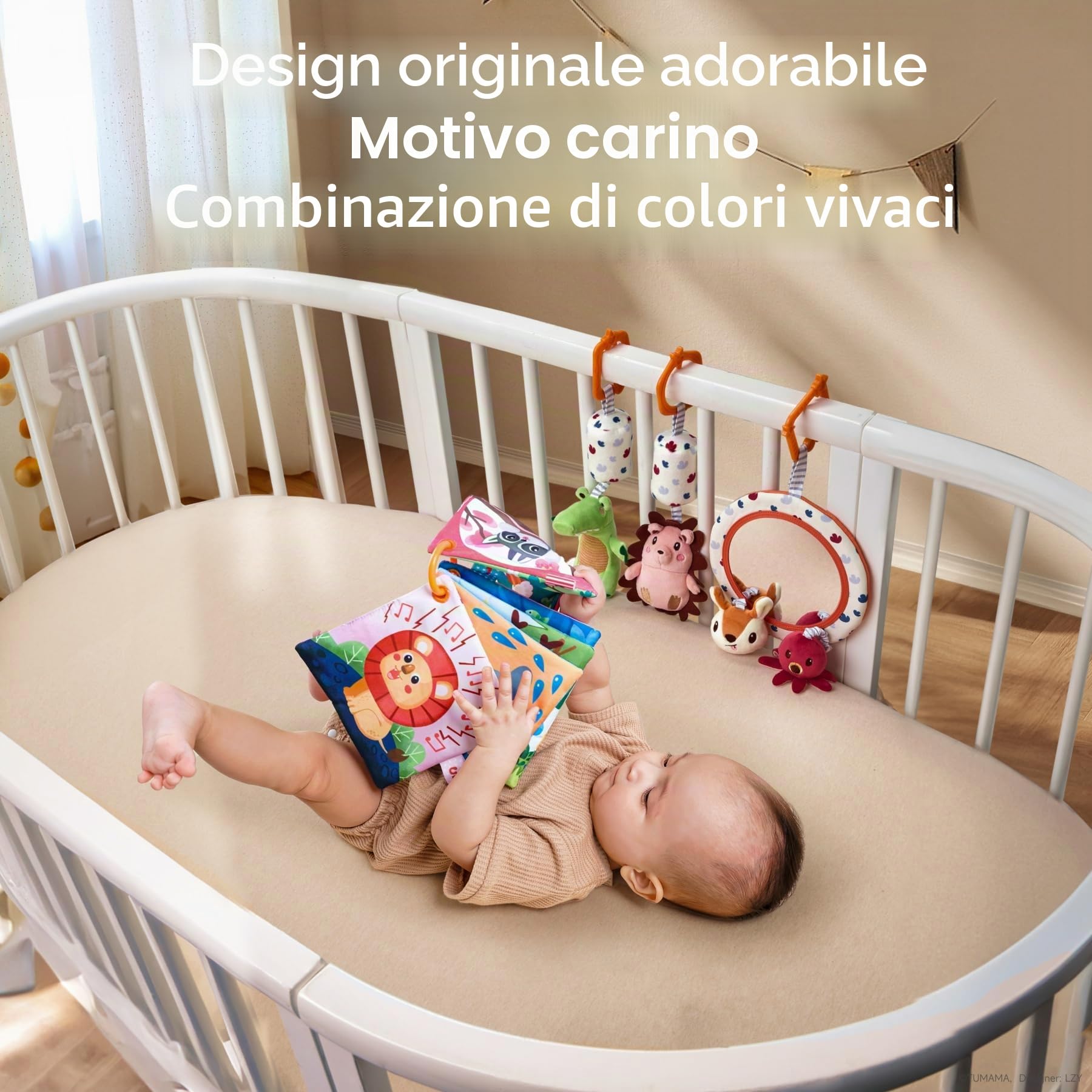 TUMAMA KIDS Giochi Neonato con Giocattoli per Passeggini, Specchio, Libro Morbido, Giochi Montessori Neonato 0-3-6 Mesi, Sensoriali Regalo Neonati Maschio Femmina