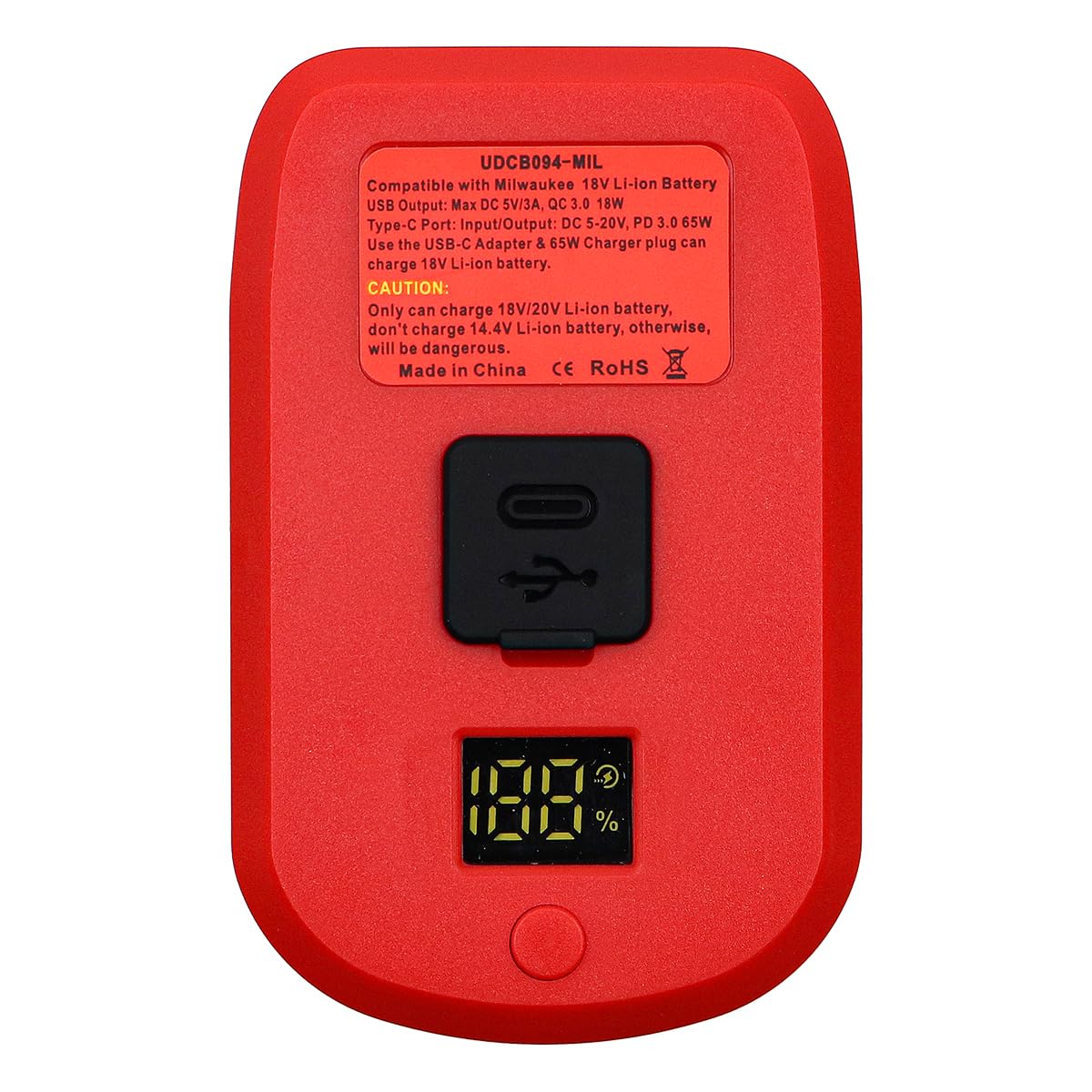 Taingwei USB-laderadapter voor Milwaukee M18 lithiumbatterij, LED-werklicht met dubbele USB-lader en 12V DC-poort, voedingsbron voor 14,4-20V Max lithium-ionbatterij