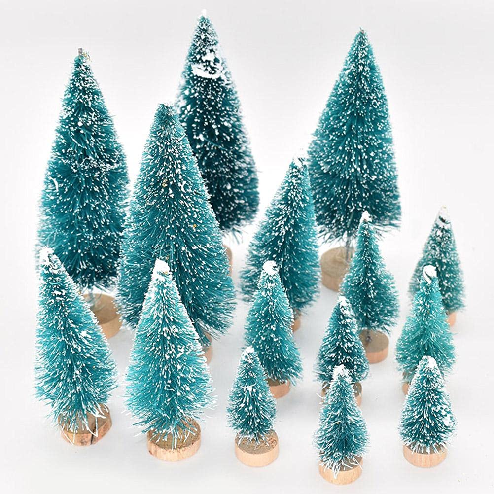 Set 5 Alberelli Di Natale A Spazzola In Miniatura – Decorazioni Da Tavolo Con Base In Legno (10-30 Cm) - 5