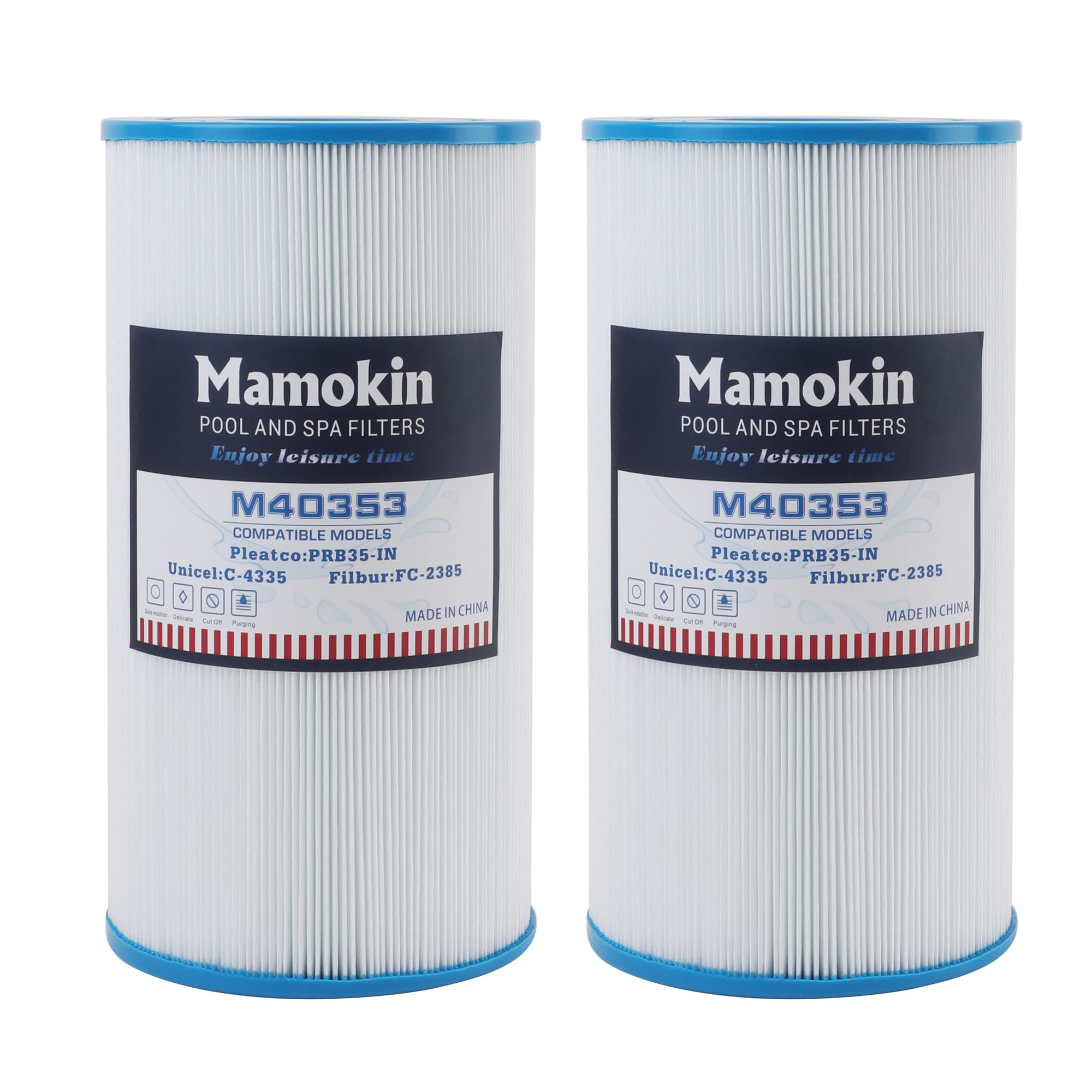 Mamokin C-4335 Spa Filter Replaces Pleatco PRB35-IN, Guardian 409-219, Filbur FC-2385, Unicel C-4335, 03FIL1300, 17-2482, 25393, 303557, 817-3501, R173431, 35 sq.ft, Hot Tub Filter 2 Pack