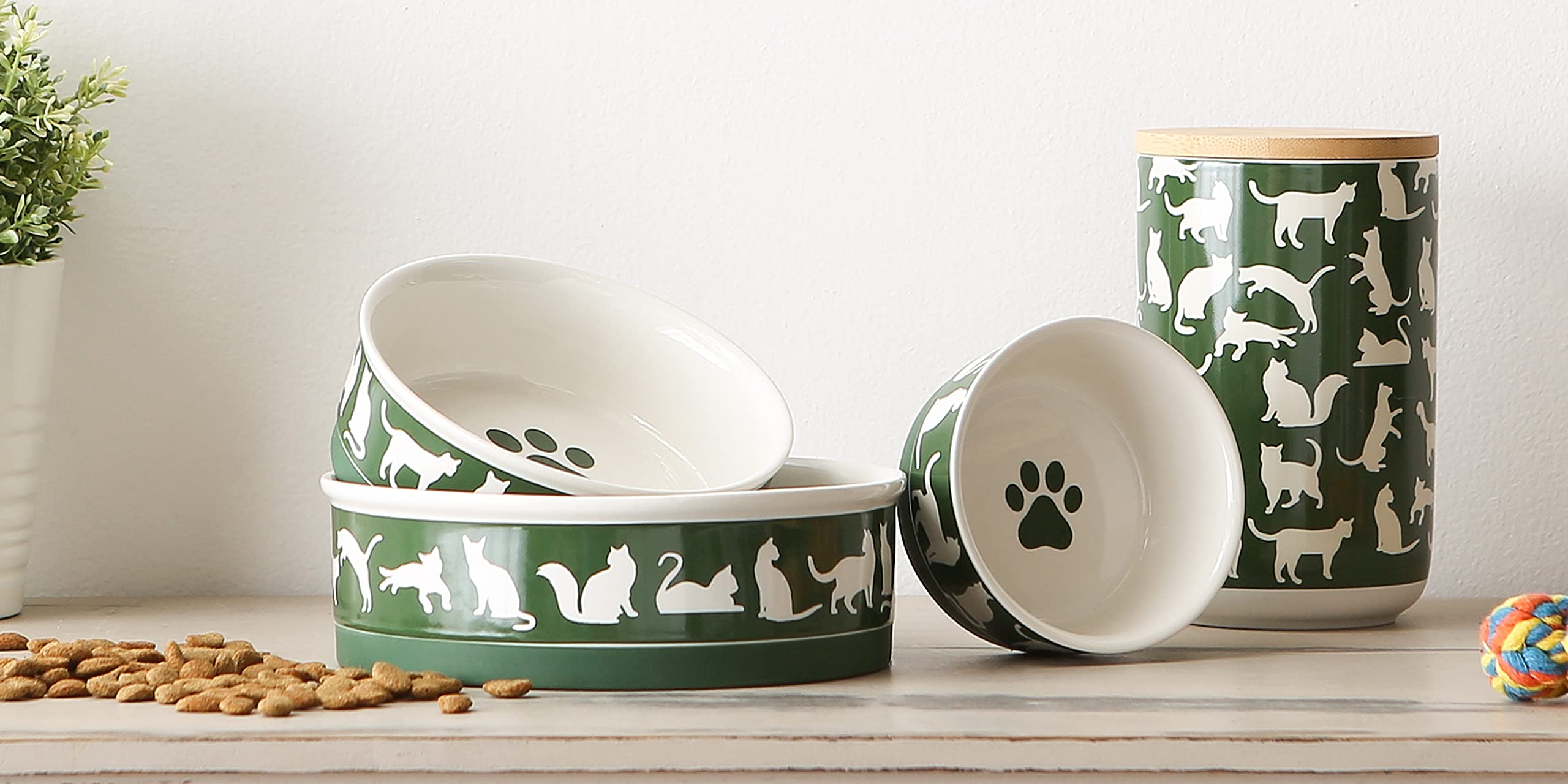 Bone Dry Ceramic Pet Silhouette Collection, set medio, 6x2, verde cacciatore, 2 pezzi