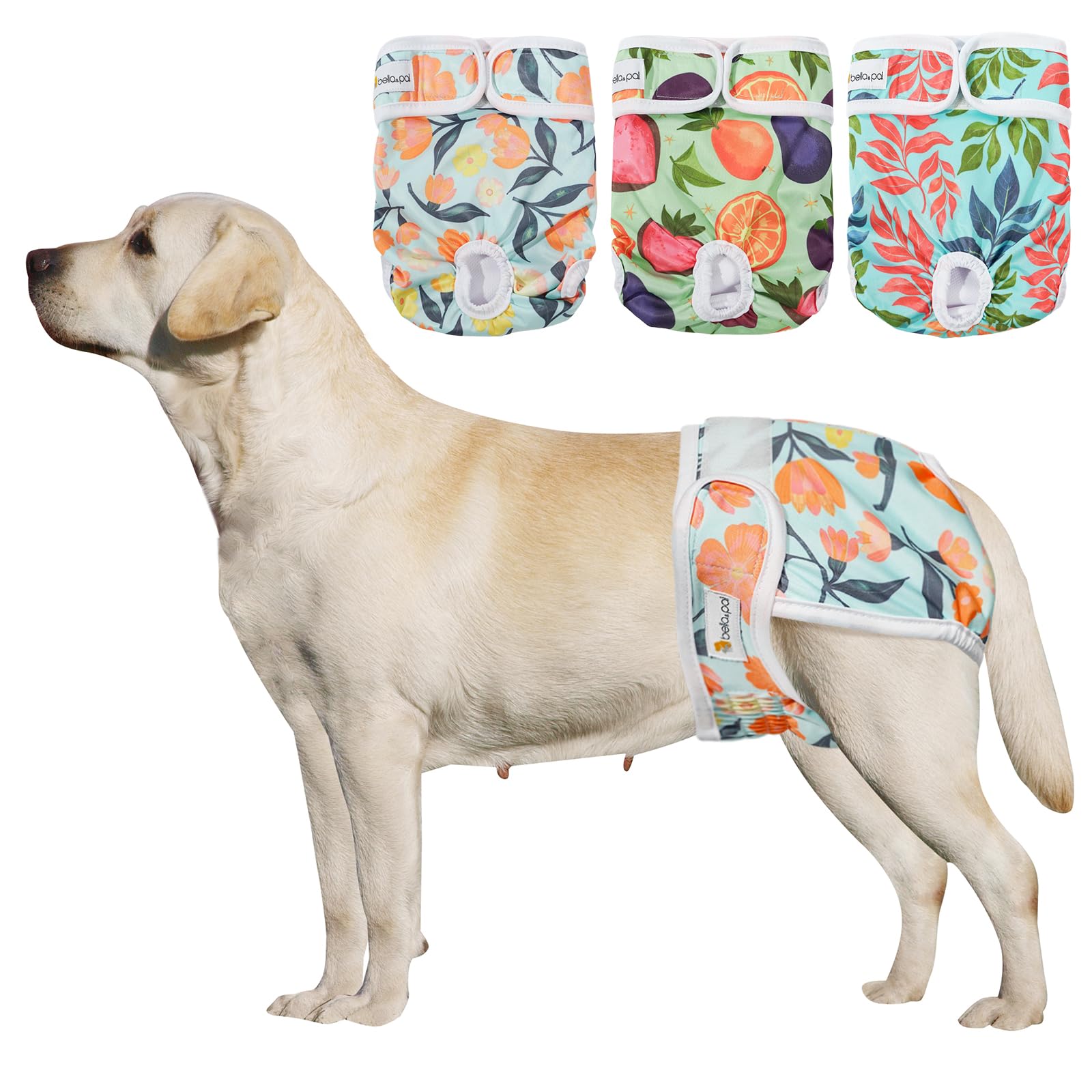 BELLA & PAL Dog Nappies Female, Reusable Dogs Period Pants in Season, Washable Doggy Diapers Sanitary Wraps Panties for Large Dogs, Incontinence Super Absorbent Dog Heat Pants, 3 Packs, XL — image 1