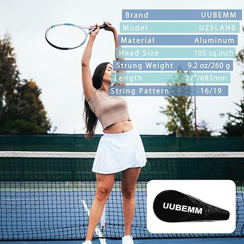 Miniatura 2 de UUBEMM Raquetas de tenis para 2 jugadores recreativas para adultos, raquetas de tenis ligeras para entrenamiento de estudiantes principiantes, juego