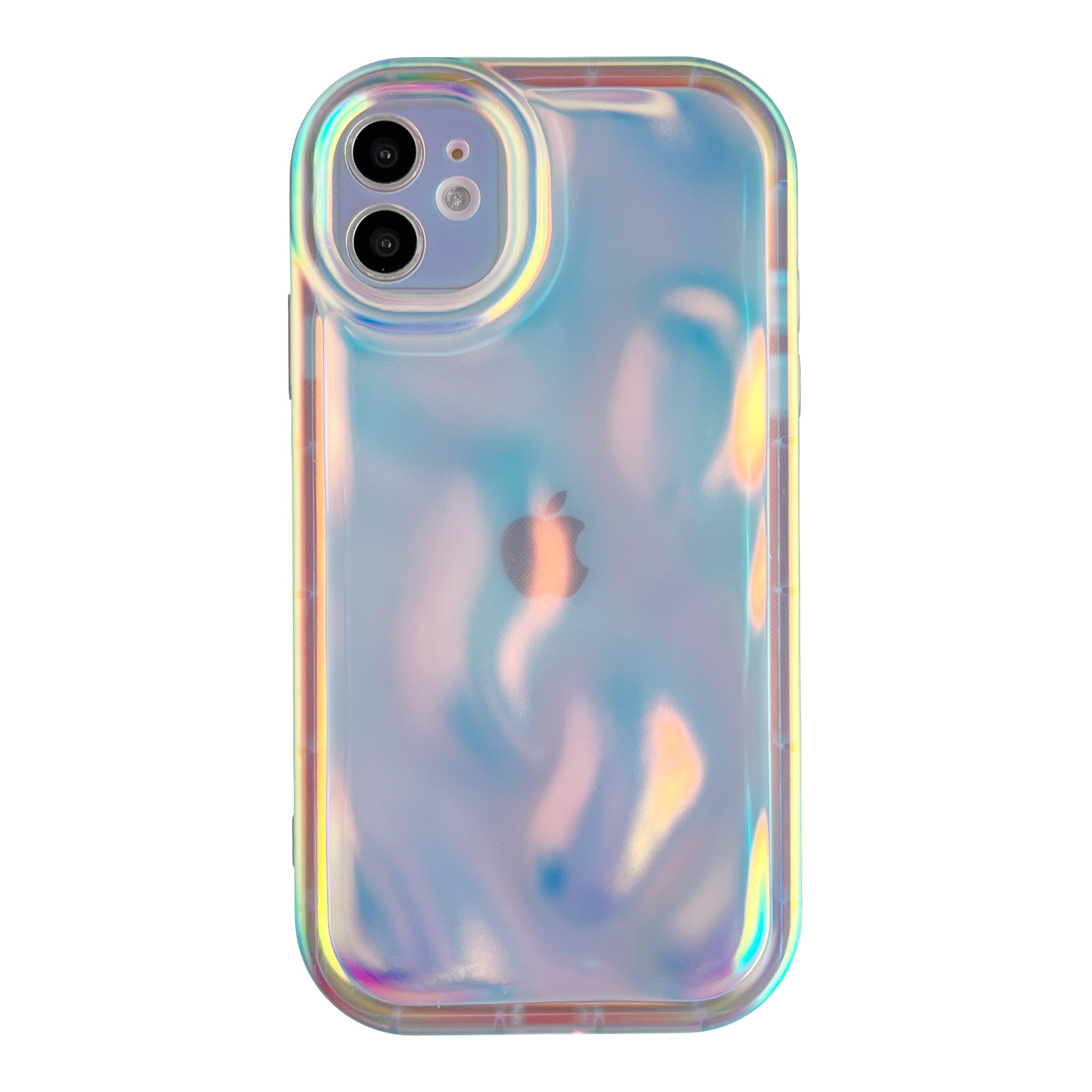Caseative for iPhone 11 Case,Water Ripple Wave Meteorite Bubble Chrome Plating Soft Phone Case (Fluorescent Silver)