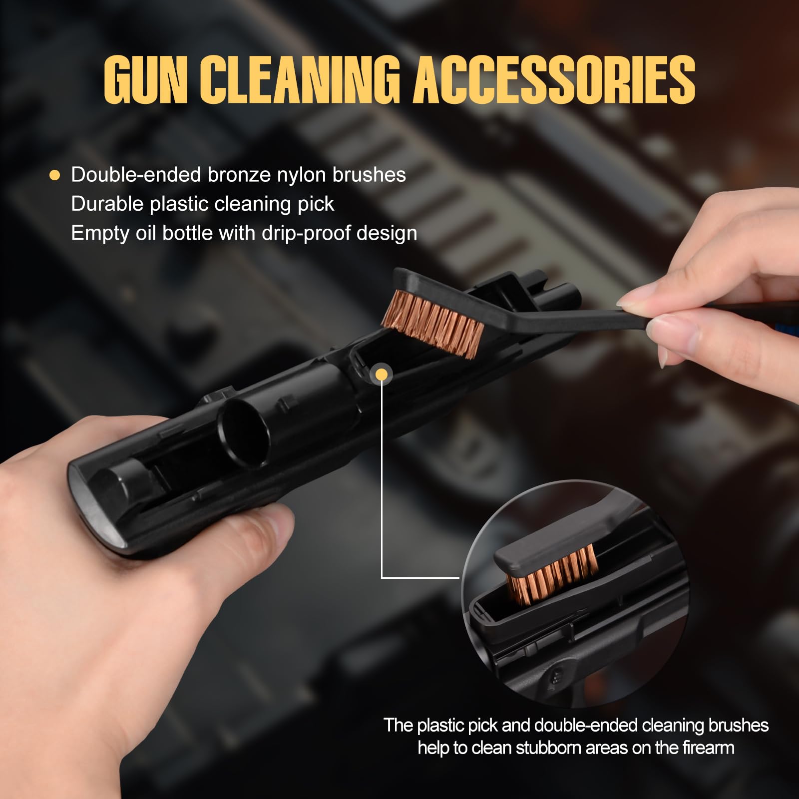 BOOSTEADY Kit de Limpieza Armas Universal, Accesorios Caza Kit Limpieza Fusil para Pistola Rifle Carabina con Varillas de Latón & Jag de Plástico para .22 .357/9MM .30 .40 .45 .243 .270 12GA 20GA