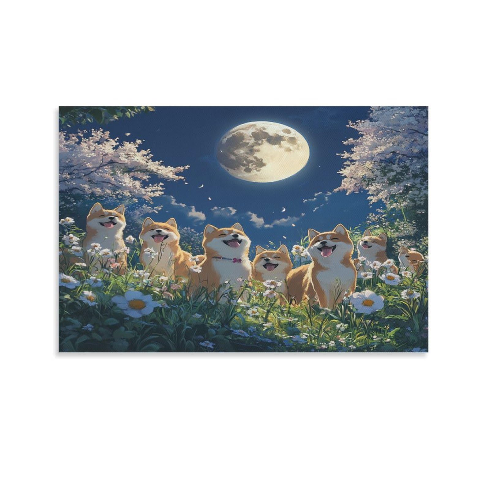 Zhuicheng Unframe-Shiba Inu-1 Hanging Art/Shiba Inu Wall Decoration/Shiba Inu Canvas Painting–Oil Painting&Mural Poster For Wall Art.3d Canvas In Bedroom,Office,Scratch-Proof&Color-Stable 20X30inch(50X75cm)