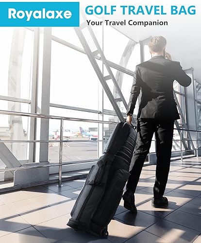 Miniatura 7 de Royalaxe Bolsas de viaje de golf para aerolíneas con ruedas de tanque y funda rígida ABS, bolsa de golf de viaje ligera, protege los palos de golf,