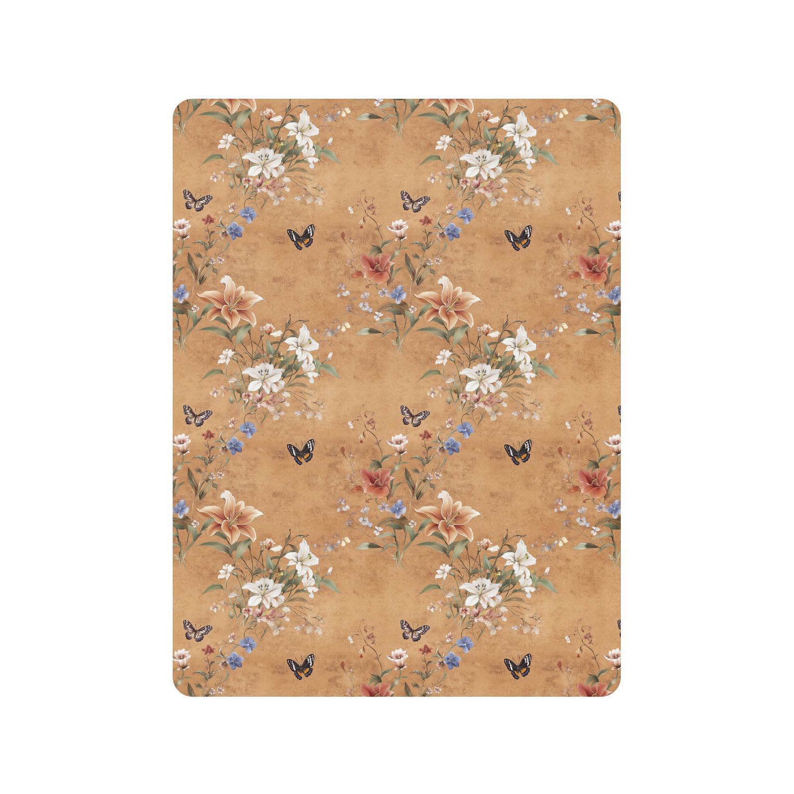 Lenzuola per culla in terracotta con fiori e giglio del pensiero e farfalle, per neonati e ragazze, in cotone, morbido, per cameretta dei bambini, 1 confezione