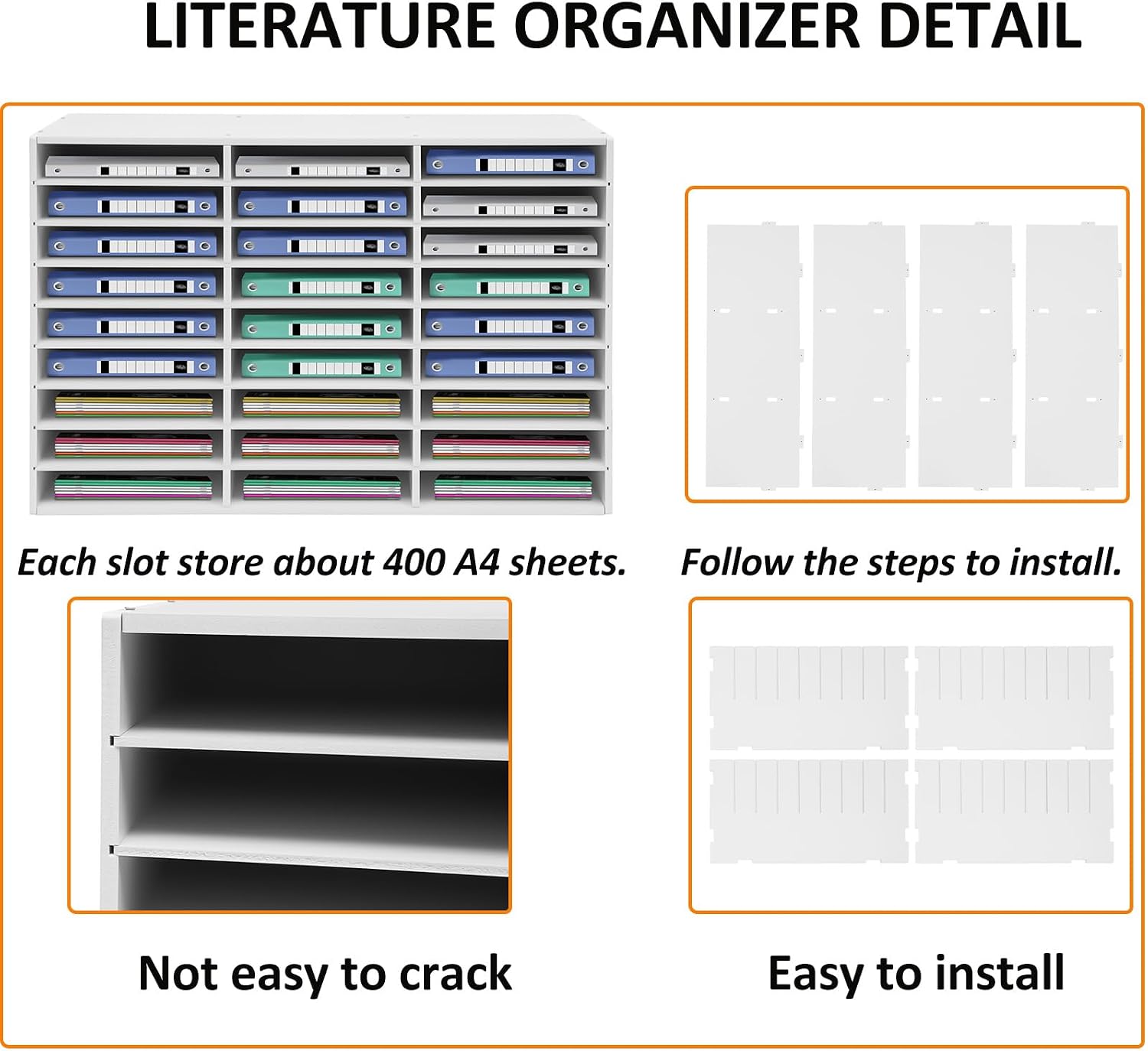 LOYALHEARTDY Literature Organizer, 27 Compartments Paper Storage Cabinet Mail Organizer, 31.5 X 12 X 21.69 Inch Desktop File Sorter Mail Center Mailbox School Classroom Keepers for Home&Office, White