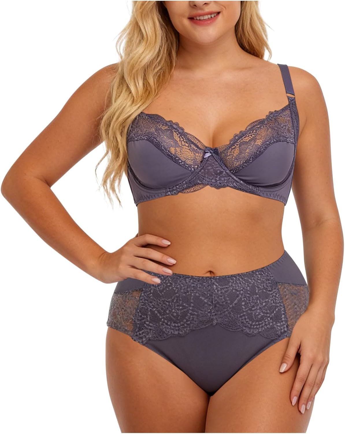 Lingerie Set for Women Sexy Lace Bra and Panty Sets 2 Piece Lace Bralette Set Mesh Plus Size Push Up Bras Sets