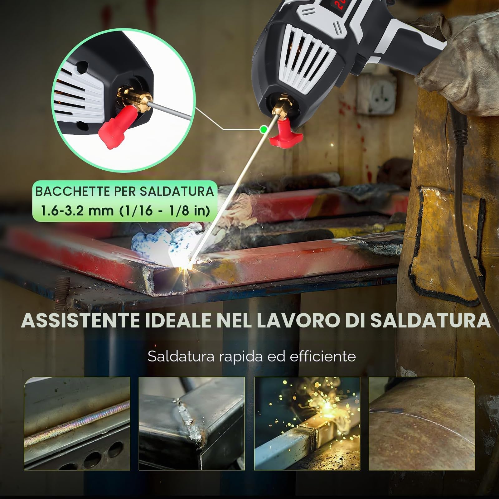 Saldatrice portatile ad arco da 220 V con 10 barre di saldatura, saldatrice ad elettrodi da 200 A con inverter IGBT, per aste metalliche da 1,6 mm a 3,2 mm