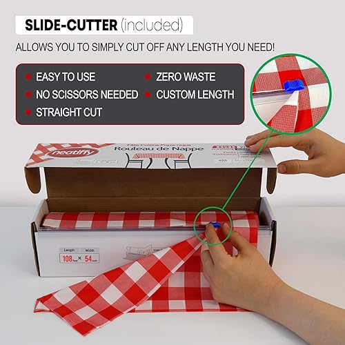 Miniatura 3 de Neatiffy Rollo de mantel de plástico desechable | 54 pulgadas x 108 pies | Mantel para mesas rectangulares, cuadradas, redondas ovaladas | picnic,