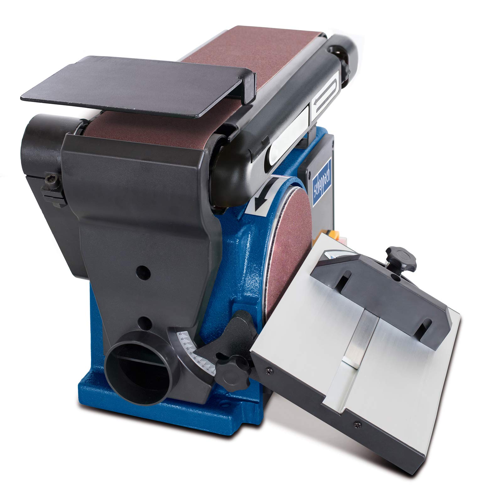 Scheppach ponceuse à bande et à disque BTS900 | meuleuse | 370W | 2850 min-1 | plateau de ponçage Ø150mm | 3 bandes et 3 disques inclus
