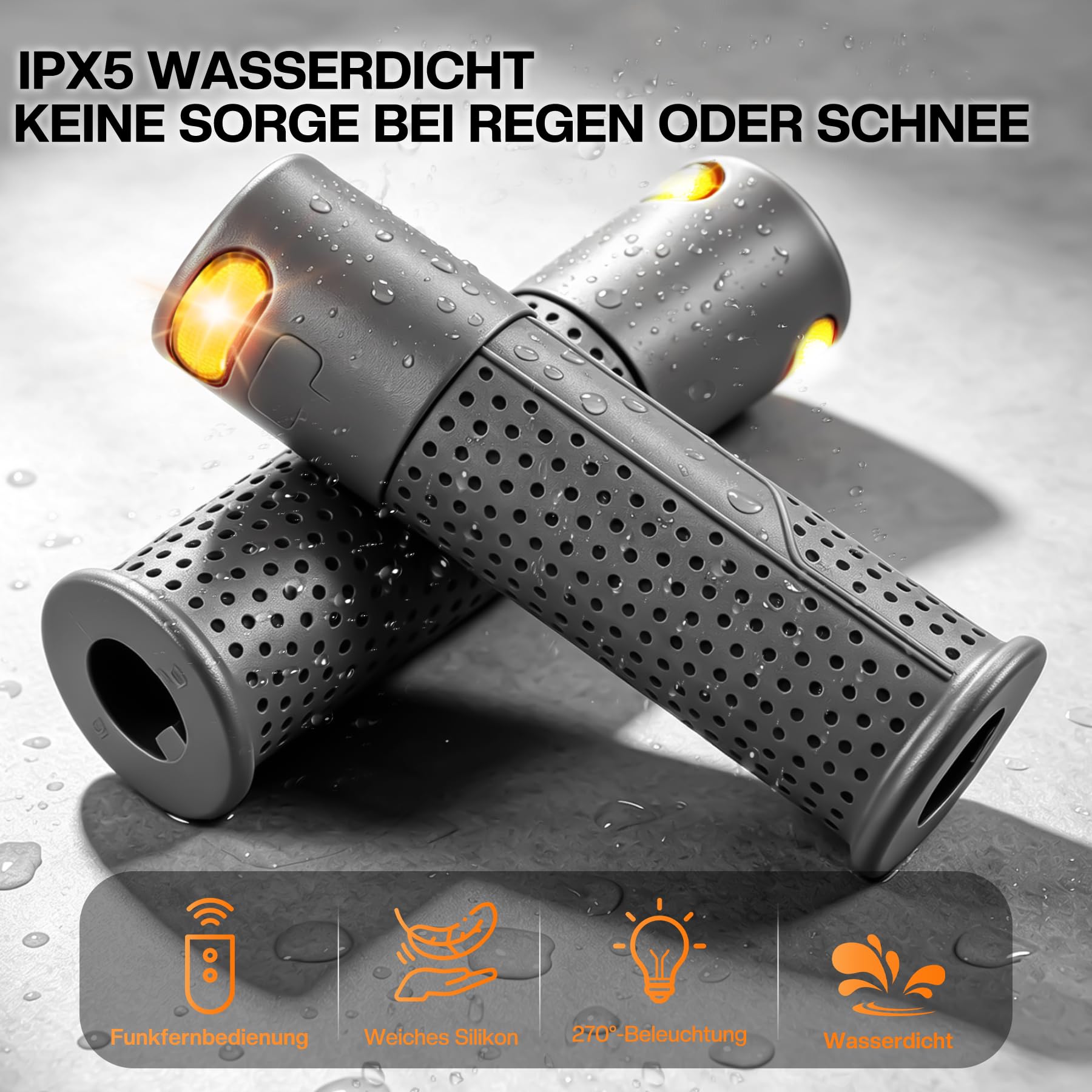 E Scooter Freccia con Maniglia, Indicatore LED per Manubrio, Manopole Ricaricabili USB per Xiaomi M365/Pro 2/Mi3/Ninebot Max G30/G30D, Impugnature Morbide per 16-22,5 mm, Componenti per Scooter,Grigio
