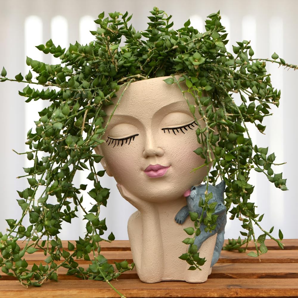 Face Planters Pots Head Planter, Face Planter, Small Plant