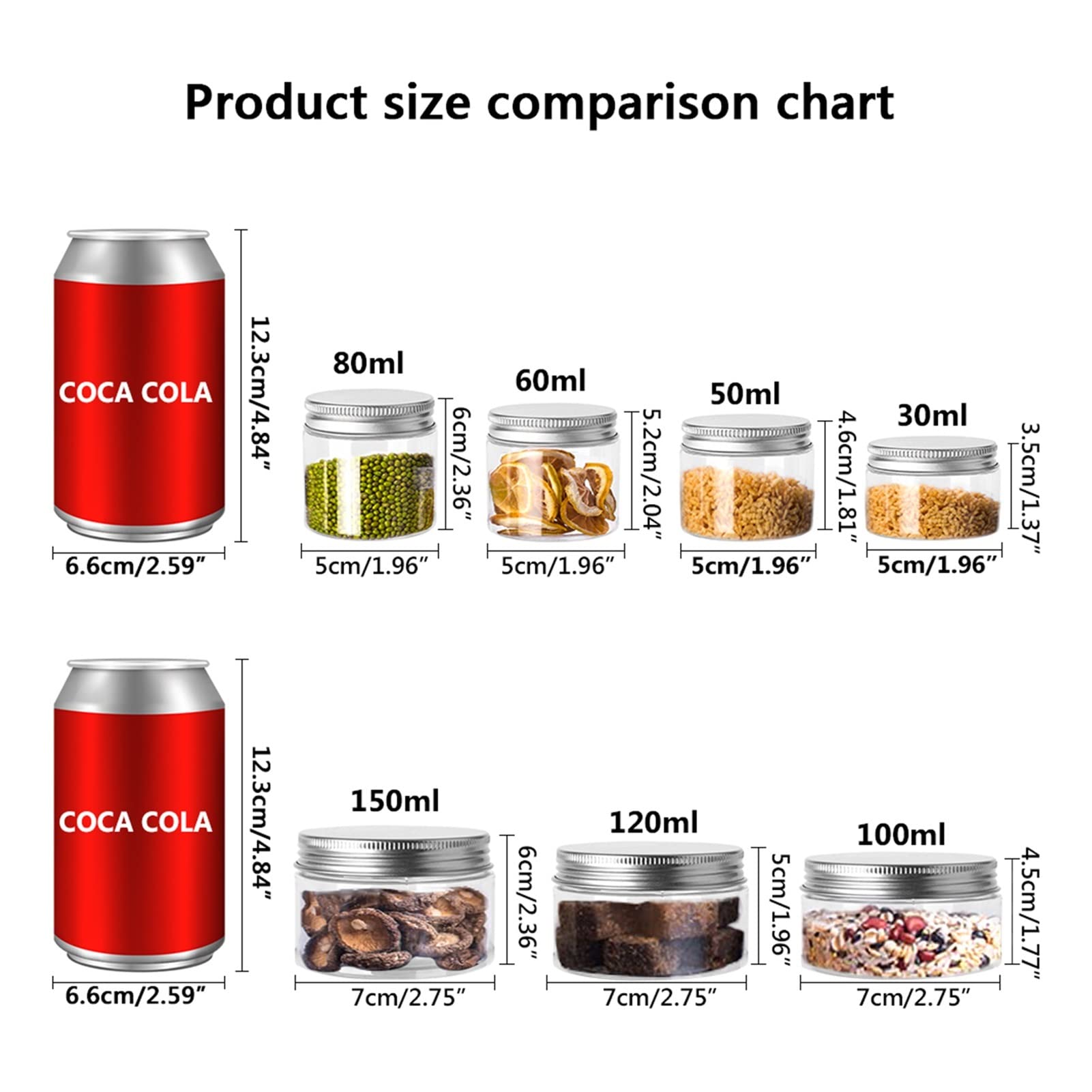 Amazon｜蓋付き小型密閉保存瓶、オンス 保存容器 30-500ml 