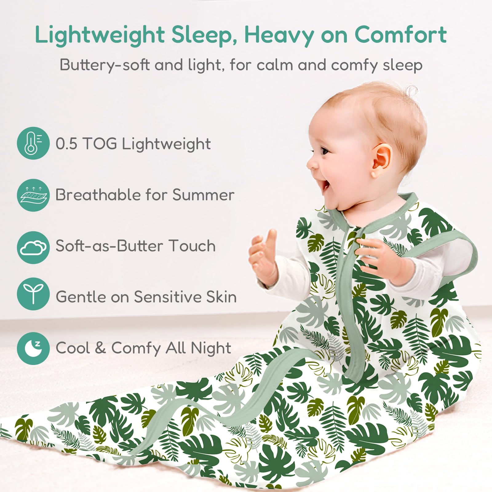TOTCHILL Baby Sleep Sacks 0-6 Months, 0.5 TOG Lightweight Supersoft Wearable Blankets, Special 1-way Zipper Toddler Sleeping Sack