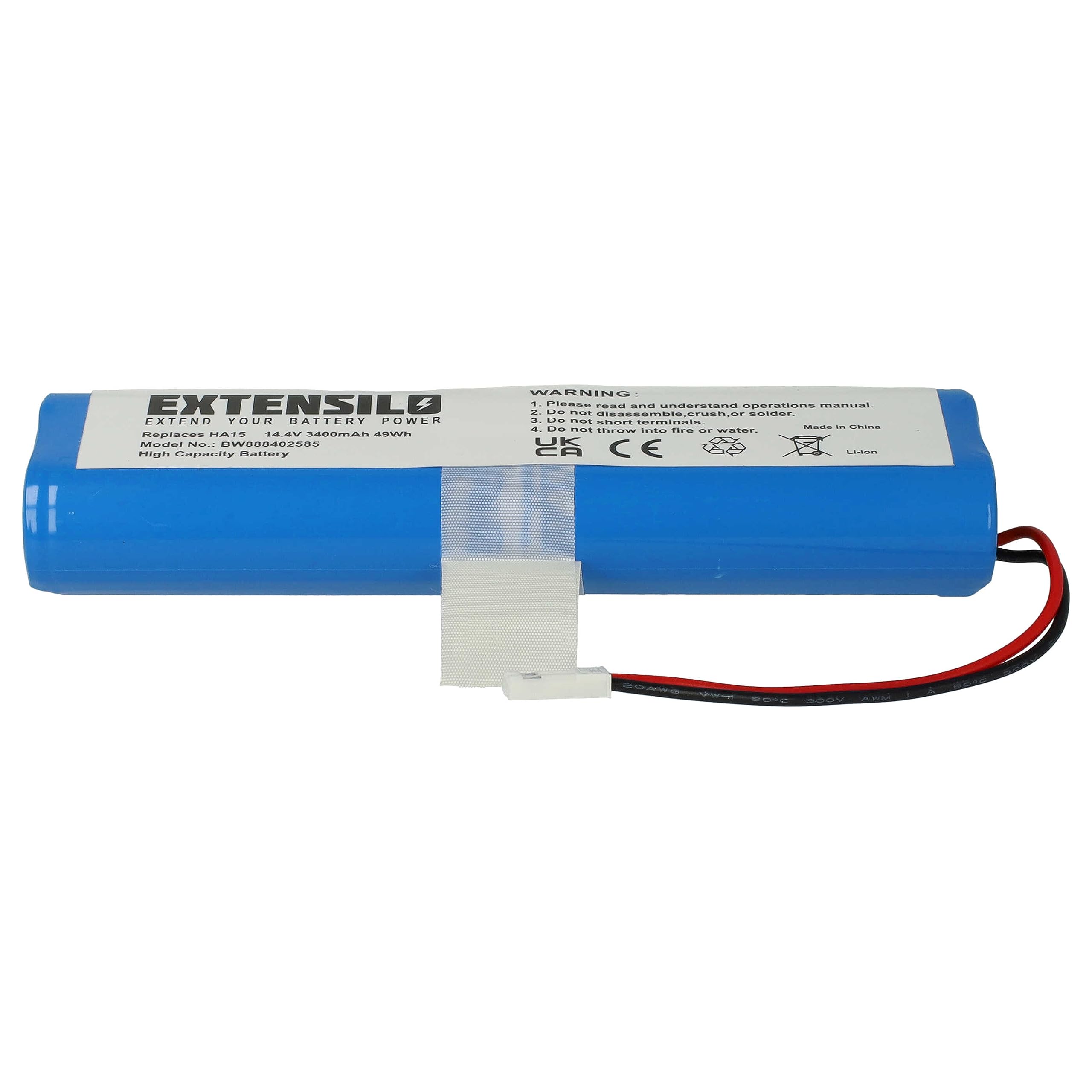 batteria sostituisce Medion HJ08, HA15 per home cleaner (3400mAh, 14,4V, Li-Ion)