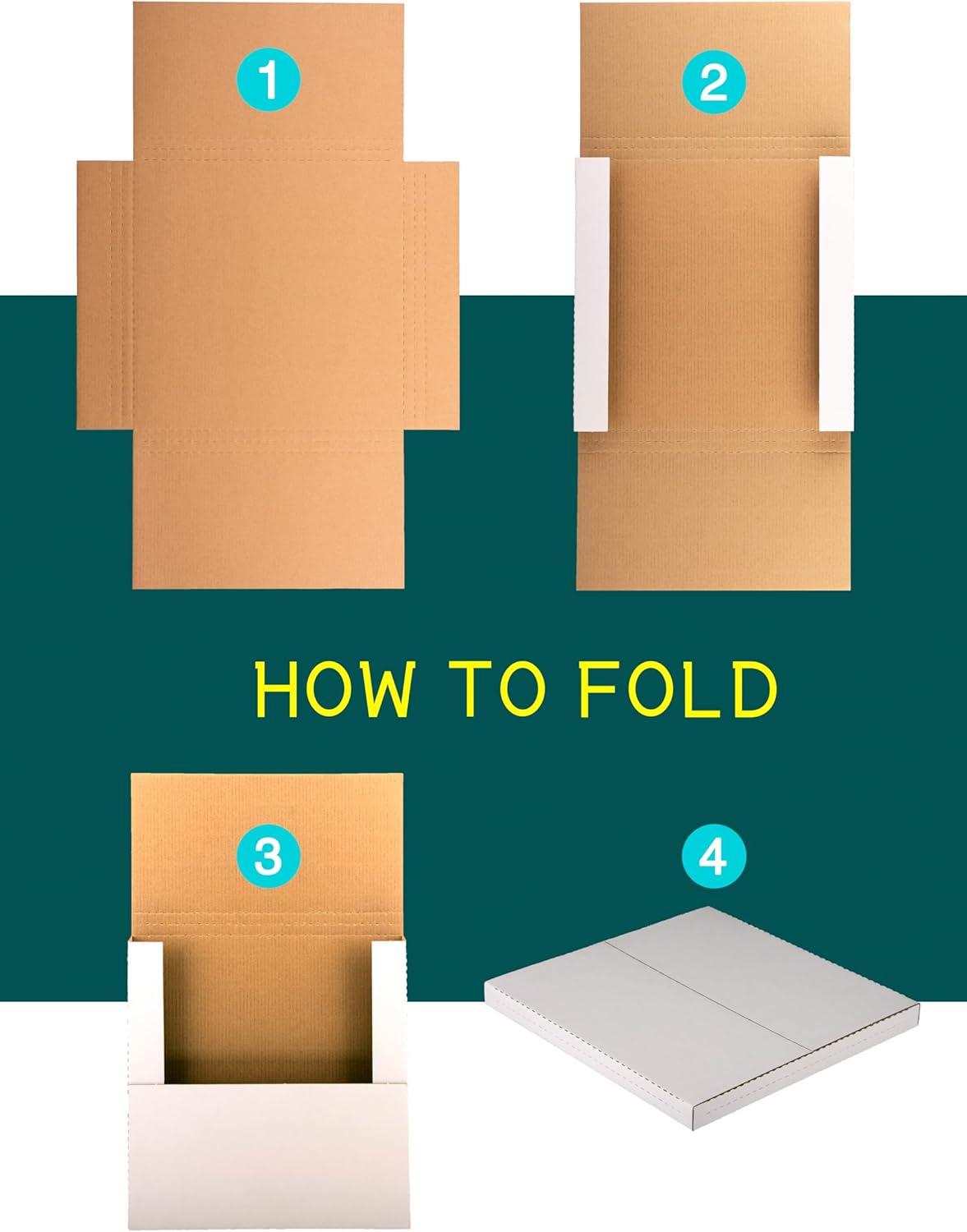 7-Inch 45 RPM Record Mailers, 7.5" x 7.5" x 1" Small Kraft Corrugated Shipping Boxes for 7" Vinyl (NOT for 12" LPs), with Fragile Stickers, 50 Pack
