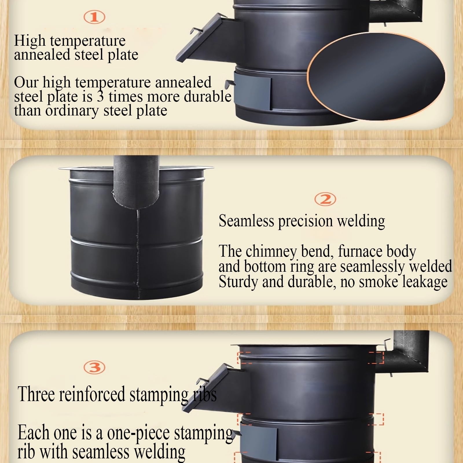 Estufa Leña Interior Rinconera, Estufa Leña Interior Pequeña, Chimenea Exterior para Terraza Estufa de Leña en Acero para la Calefacción de Los Ambientes(58cm)
