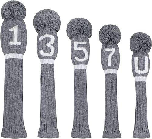 Miniatura 2 de Scott Edward Juego de 5 fundas tejidas para palos de golf para madera y conductor, protege la madera del conductor (460 cc) 1 madera de calle 2 e