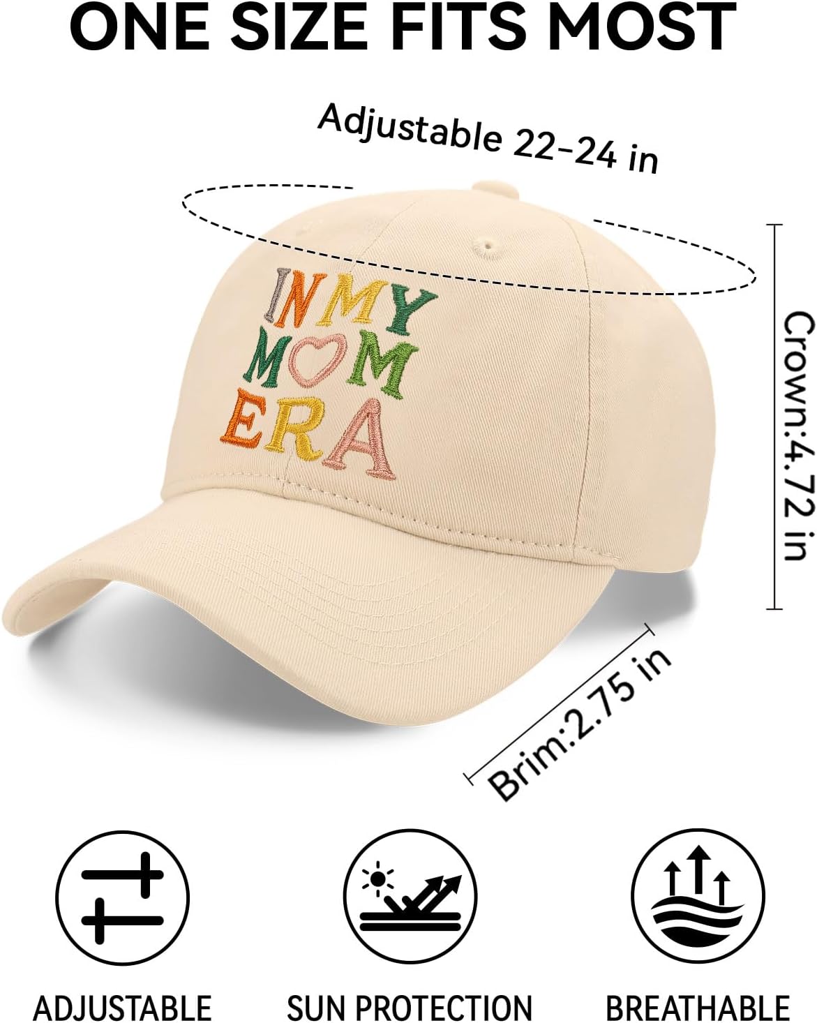 in My Mom Era Hat, Mom Gifts from Daughter Son, Embroidery Adjustable Cotton Baseball Cap Mama Hat - Image 6