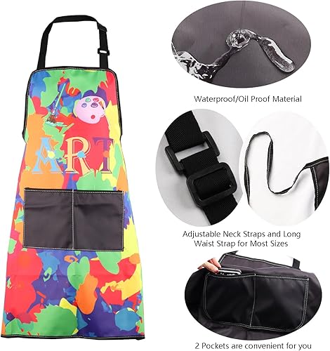 Miniatura 5 de MBMSO Delantal de artista de pintura con bolsillos, regalos para pintores, amantes del arte, regalo para profesores de arte, estudiantes, pintor,