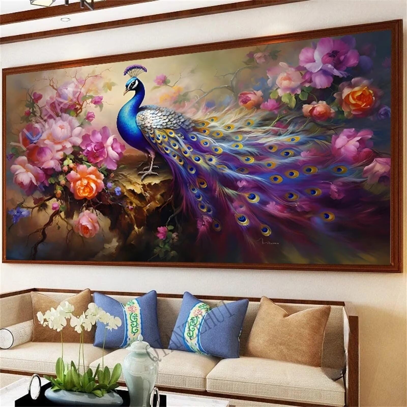 Diamentowa sztuka paw kwiat, 160 x 80 cm, duże zestawy do malowania diamentowego dla dorosłych i dzieci, DIY, 5D, pełne okrągłe wiertło, malowanie według numerów, haft, klejnot, kryształ, sztuka,