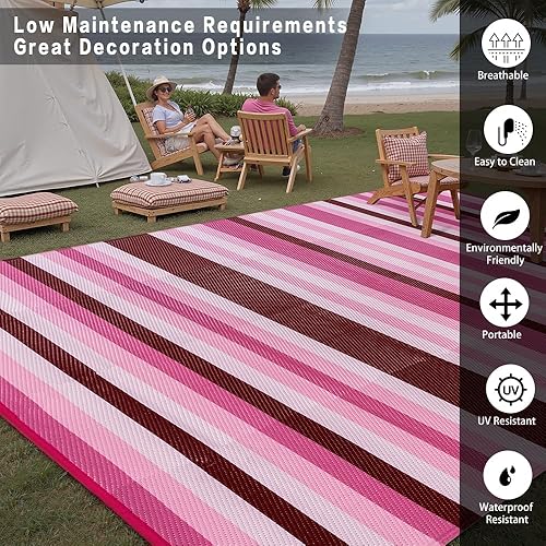 Miniatura 52 de HUGEAR Alfombra de exterior para patios, impermeable, alfombra de exterior grande, hecha de paja de plástico reversible, para campamento, caravana
