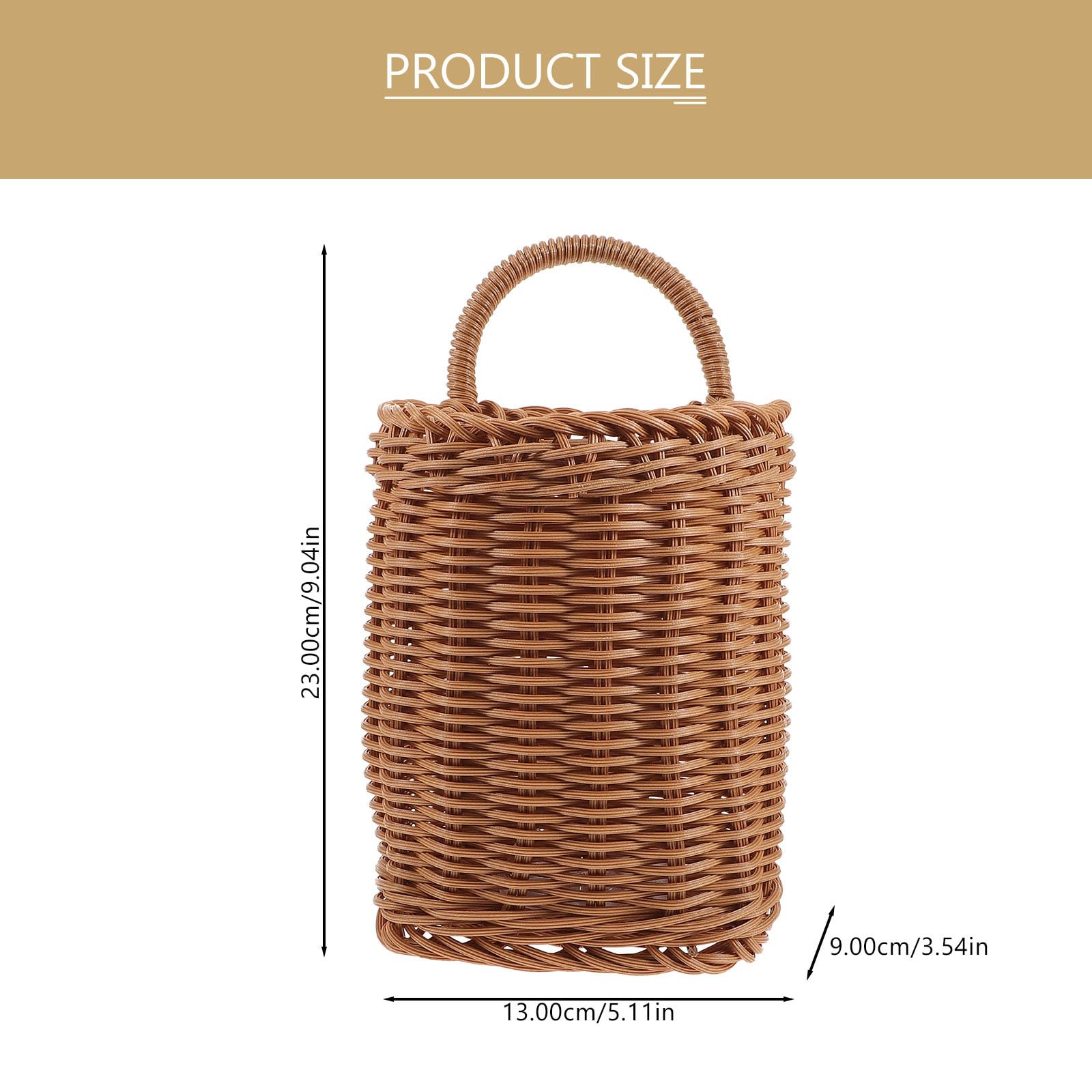 Cesto da appendere per porte, in vimini, rotondo, stile boho, da appendere alla parete, colore: marrone