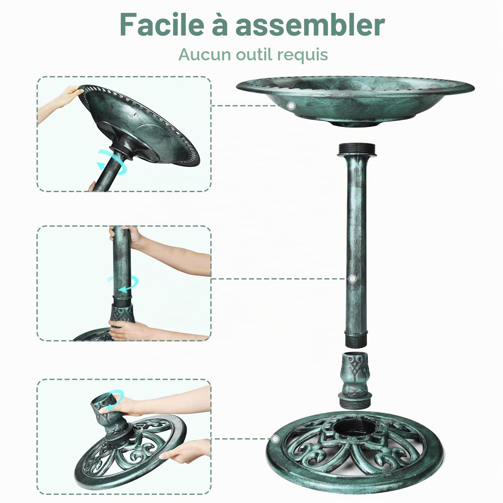AMZtime Abreuvoir Solaire Oiseaux 2,5W Résistant Hiver Extérieur | Fontaine solaire intégrée Abreuvoir d'eau pour oiseaux sauvages Bain pour oiseaux. Idéal pour jardin et extérieur.