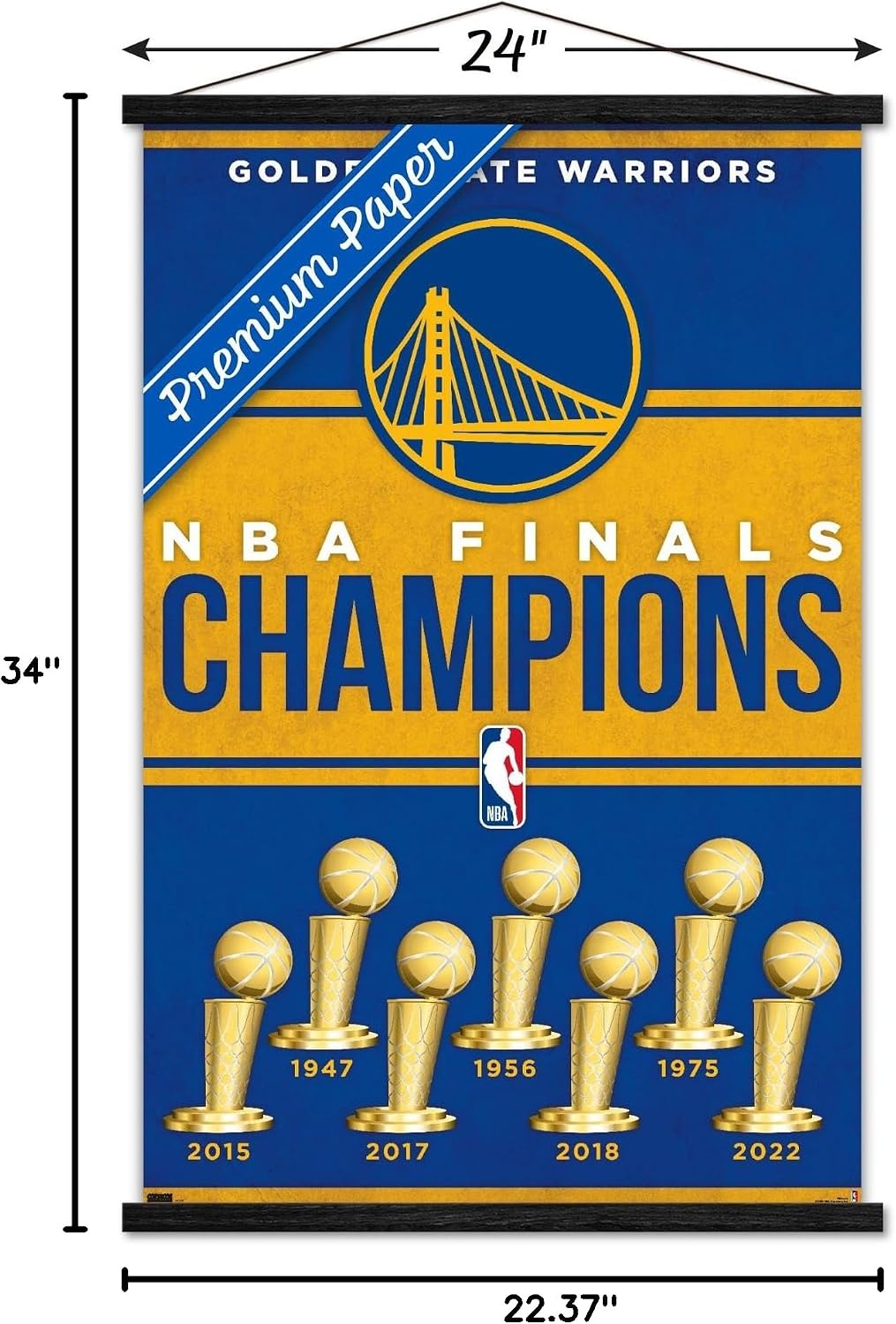 Trends International NBA Golden State Warriors - Champions 23 Wall Poster, 22.37" x 34.00", Premium Print and Black Hanger Bundle