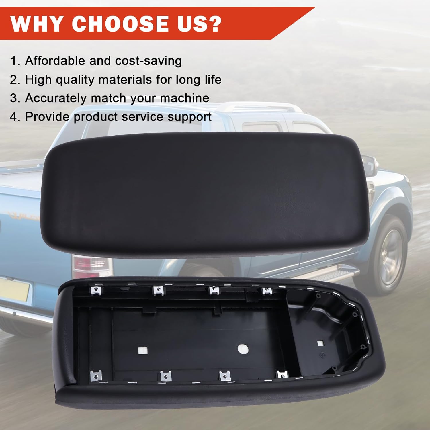 3L5Z-10644A22-AAC Center Console Armrest Lid Compatible with Ford Ranger 2004-2011 Replace 3L5Z10644A22AAC