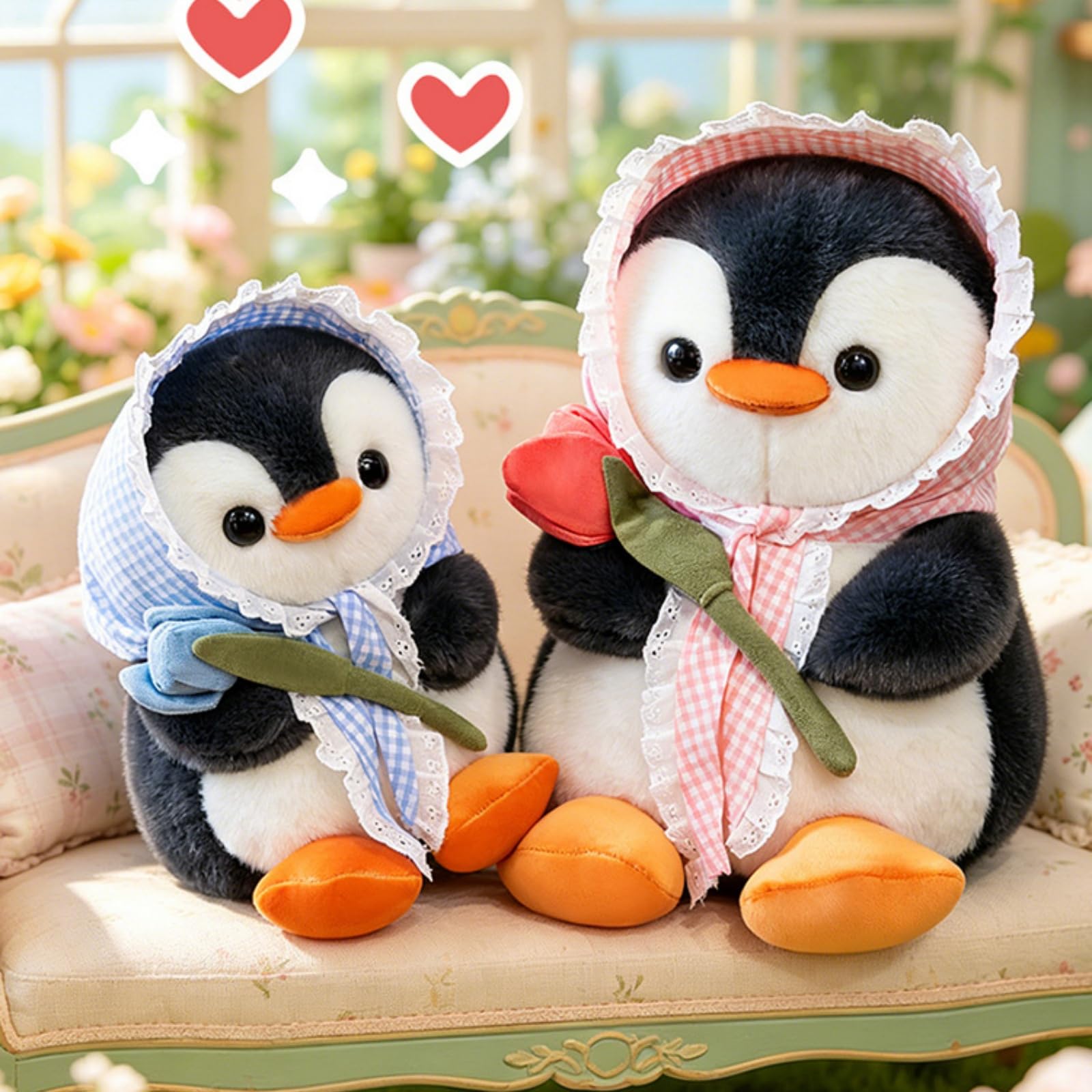 Niedliche Pinguin Kuscheltier, Weiches Flauschiges Plüschpinguin zum Kuscheln & Spielen, für Kinder & Erwachsene (50cm,Rot)