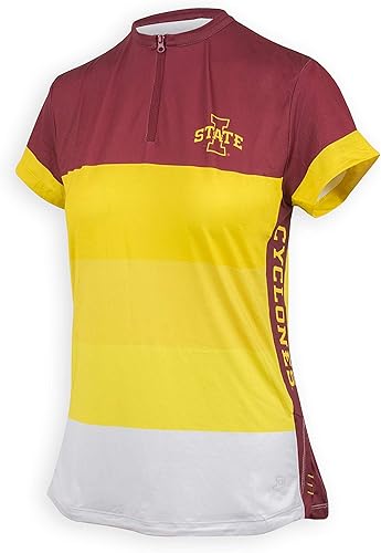 Auténtica marca Iowa State Cyclones Hillary - Camiseta de ciclismo con cremallera para mujer, absorbe la humedad