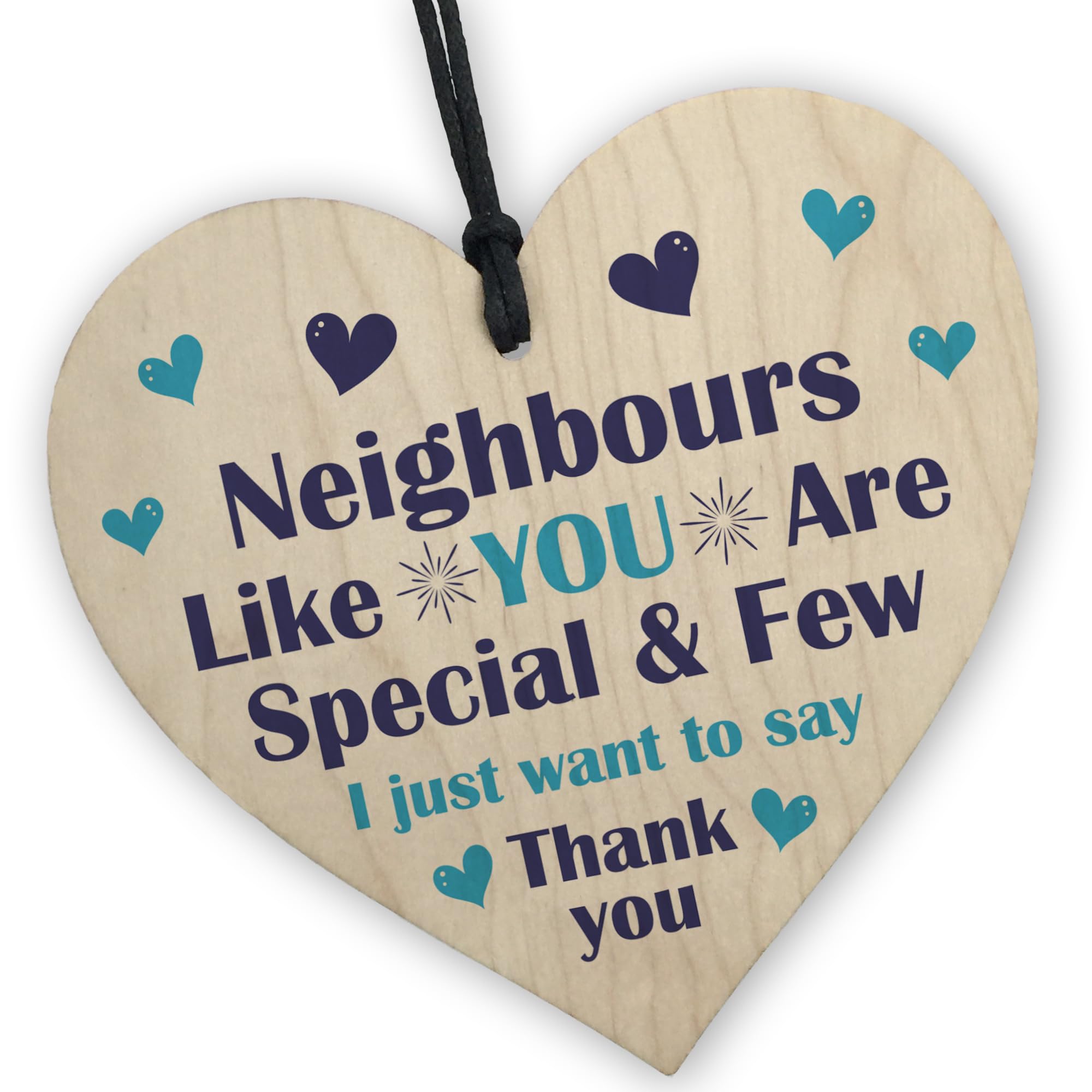 Red Ocean Neighbour Gift Plaque Wood Heart Friendship Gift Neighbour Christmas Birthday Gift Keepsake Gift For Him Her Thank You Gift