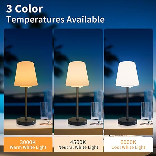 Miniatura 3 de Lámpara de mesa solar, lámpara de mesa para exteriores, lámpara de mesa recargable de 3 modos de color, lámparas de mesa inalámbricas para