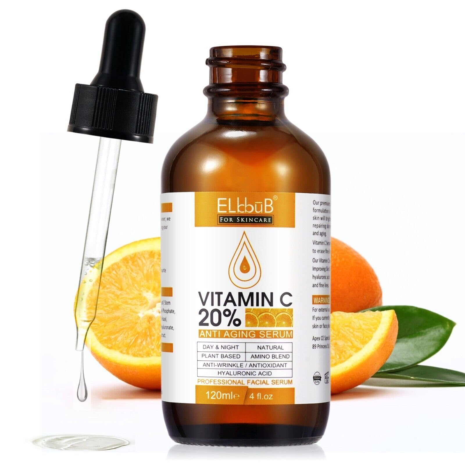 siero viso anti-invecchiamento con vitamina C ed E | acido ialuronico | anti-invecchiamento | combattimento delle rughe, vegano | 3 x 120 ml