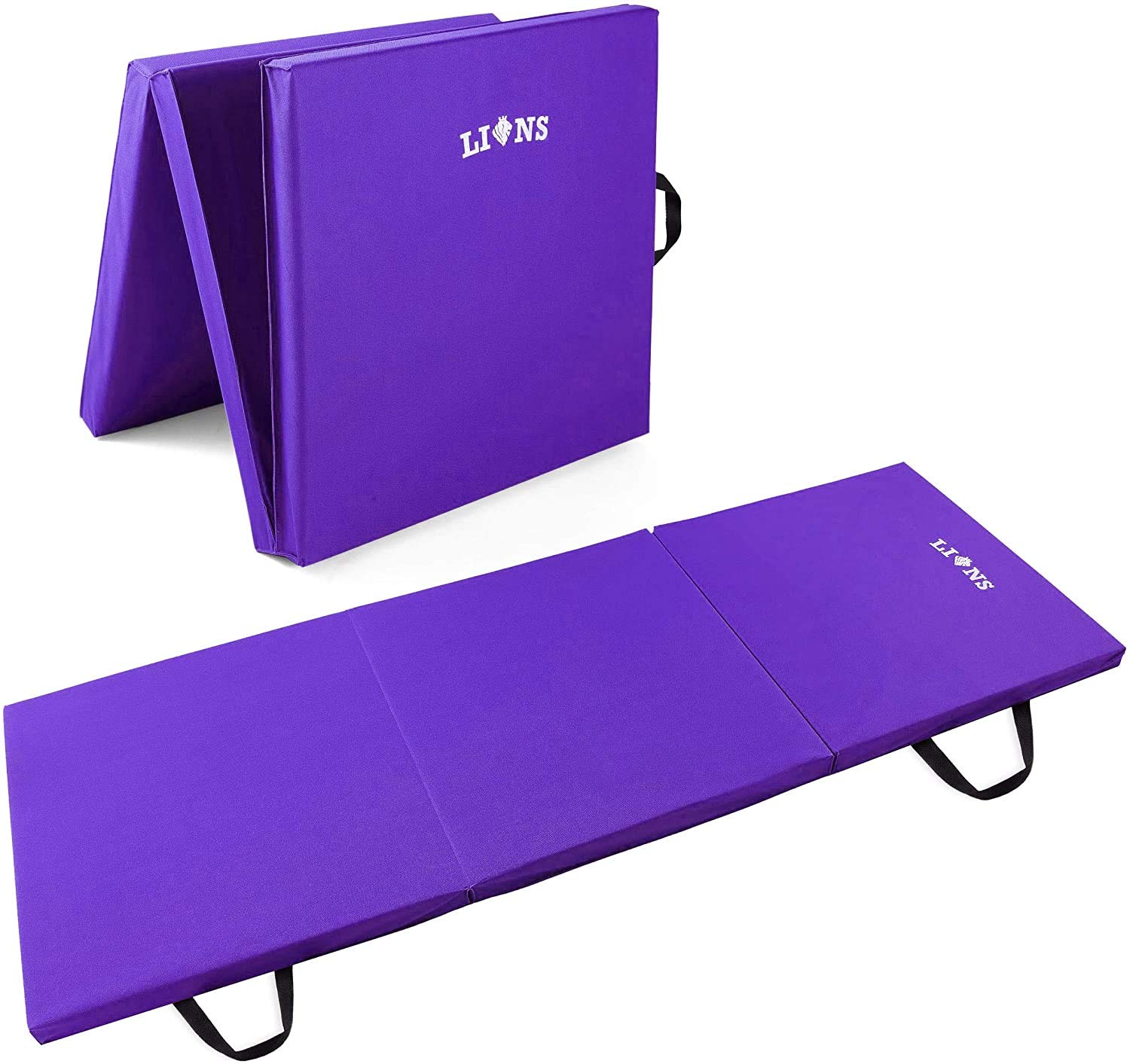Lions Gymnastic Mat - 50MM Thick Tri Folding Yoga Exercise Gym Play Fitness Floor Matt - 180x60cm (Purple) — image 1